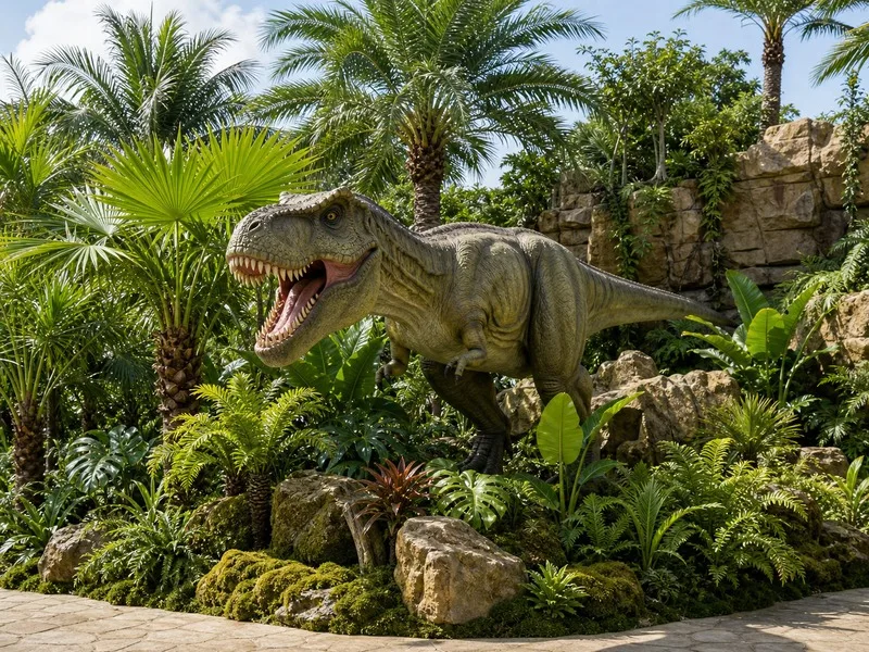 Themed artificial jungle landscape at an attraction